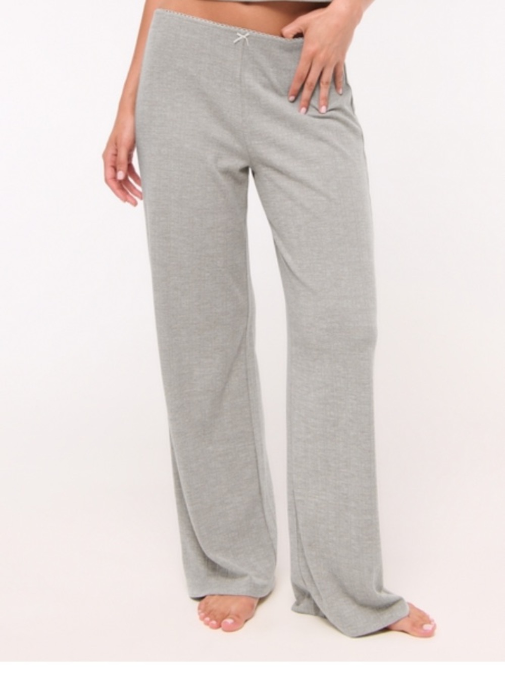 Abercrombie & Fitch Wide Leg Heather Gray Pointelle Pajama Pants